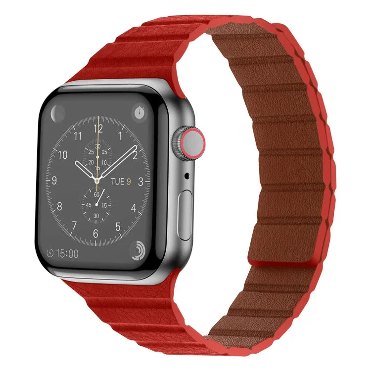 سوار ساعة من الجلد المغناطيسي القوي لسلسلة Apple Watch، 7 مقاس 41مم / 6&SE&5&4 مقاس 40مم / 3&2&1 مقاس 38مم، 7 مقاس 45مم / 6&SE&5&4 مقاس 44مم / 3&2&1 مقاس 42مم