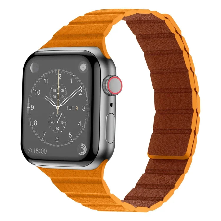 سوار ساعة من الجلد المغناطيسي القوي لسلسلة Apple Watch، 7 مقاس 41مم / 6&SE&5&4 مقاس 40مم / 3&2&1 مقاس 38مم، 7 مقاس 45مم / 6&SE&5&4 مقاس 44مم / 3&2&1 مقاس 42مم