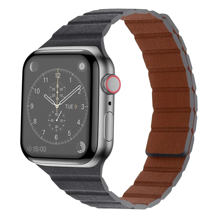 سوار ساعة من الجلد المغناطيسي القوي لسلسلة Apple Watch، 7 مقاس 41مم / 6&SE&5&4 مقاس 40مم / 3&2&1 مقاس 38مم، 7 مقاس 45مم / 6&SE&5&4 مقاس 44مم / 3&2&1 مقاس 42مم
