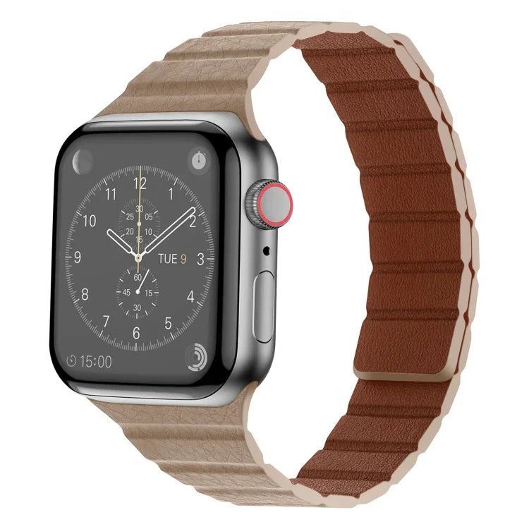 سوار ساعة من الجلد المغناطيسي القوي لسلسلة Apple Watch، 7 مقاس 41مم / 6&SE&5&4 مقاس 40مم / 3&2&1 مقاس 38مم، 7 مقاس 45مم / 6&SE&5&4 مقاس 44مم / 3&2&1 مقاس 42مم