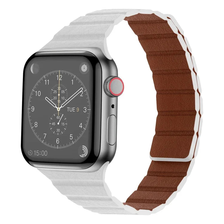 سوار ساعة من الجلد المغناطيسي القوي لسلسلة Apple Watch، 7 مقاس 41مم / 6&SE&5&4 مقاس 40مم / 3&2&1 مقاس 38مم، 7 مقاس 45مم / 6&SE&5&4 مقاس 44مم / 3&2&1 مقاس 42مم