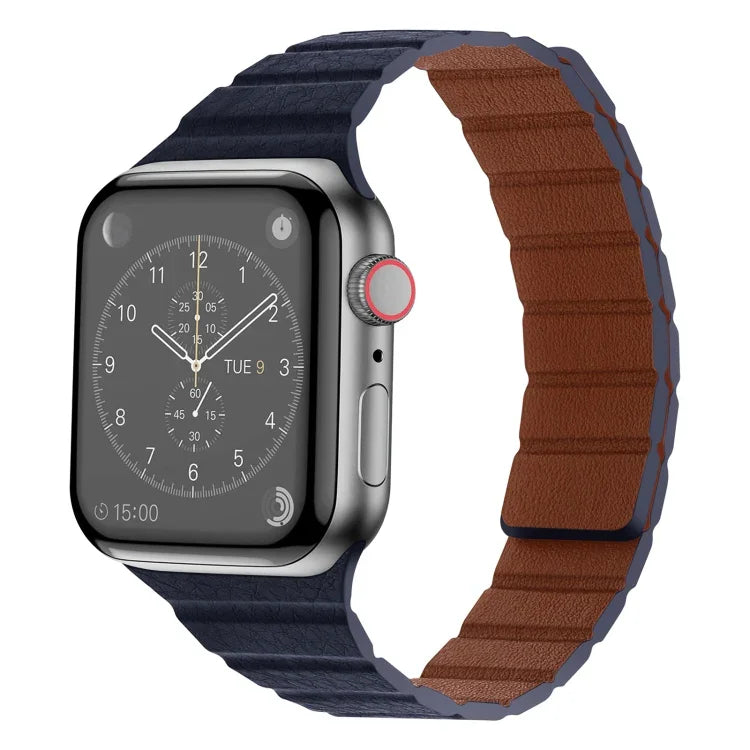 سوار ساعة من الجلد المغناطيسي القوي لسلسلة Apple Watch، 7 مقاس 41مم / 6&SE&5&4 مقاس 40مم / 3&2&1 مقاس 38مم، 7 مقاس 45مم / 6&SE&5&4 مقاس 44مم / 3&2&1 مقاس 42مم