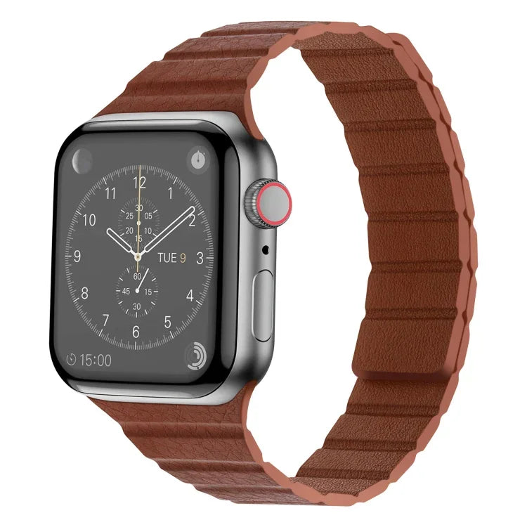 سوار ساعة من الجلد المغناطيسي القوي لسلسلة Apple Watch، 7 مقاس 41مم / 6&SE&5&4 مقاس 40مم / 3&2&1 مقاس 38مم، 7 مقاس 45مم / 6&SE&5&4 مقاس 44مم / 3&2&1 مقاس 42مم