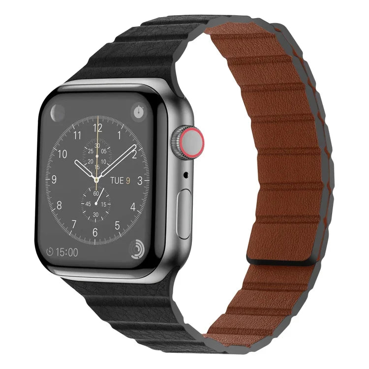 سوار ساعة من الجلد المغناطيسي القوي لسلسلة Apple Watch، 7 مقاس 41مم / 6&SE&5&4 مقاس 40مم / 3&2&1 مقاس 38مم، 7 مقاس 45مم / 6&SE&5&4 مقاس 44مم / 3&2&1 مقاس 42مم