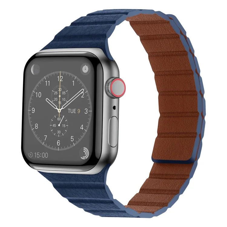 سوار ساعة من الجلد المغناطيسي القوي لسلسلة Apple Watch، 7 مقاس 41مم / 6&SE&5&4 مقاس 40مم / 3&2&1 مقاس 38مم، 7 مقاس 45مم / 6&SE&5&4 مقاس 44مم / 3&2&1 مقاس 42مم