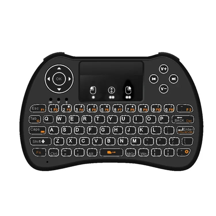 لوحة مفاتيح i9 2.4GHz لاسلكية صغيرة Air Mouse QWERTY مع إضاءة خلفية بيضاء ولوحة لمس للكمبيوتر والتلفاز، مع إضاءة خلفية بيضاء