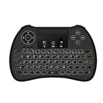 لوحة مفاتيح i9 2.4GHz لاسلكية صغيرة Air Mouse QWERTY مع إضاءة خلفية بيضاء ولوحة لمس للكمبيوتر والتلفاز، مع إضاءة خلفية بيضاء