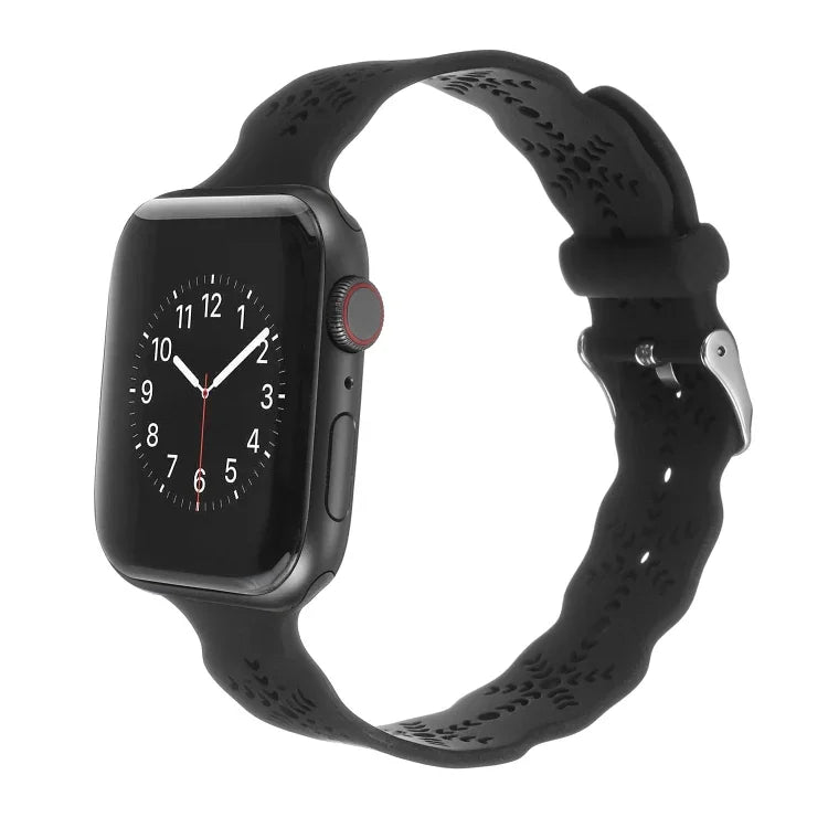 سوار ساعة من السيليكون بنقشة ندفة الثلج لسلسلة Apple Watch، 7 مقاس 41مم / 6&SE&5&4 مقاس 40مم / 3&2&1 مقاس 38مم، 7 مقاس 45مم / 6&SE&5&4 مقاس 44مم / 3&2&1 مقاس 42مم