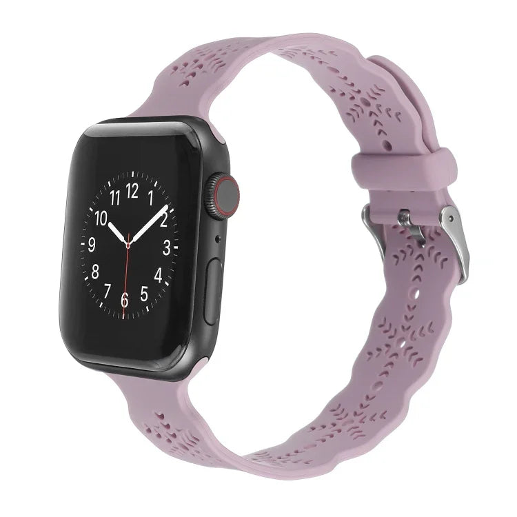 سوار ساعة من السيليكون بنقشة ندفة الثلج لسلسلة Apple Watch، 7 مقاس 41مم / 6&SE&5&4 مقاس 40مم / 3&2&1 مقاس 38مم، 7 مقاس 45مم / 6&SE&5&4 مقاس 44مم / 3&2&1 مقاس 42مم