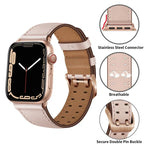 سوار ساعة من الجلد مع إبزيم مزدوج لسلسلة Apple Watch، 7 مقاس 41مم / 6&SE&5&4 مقاس 40مم / 3&2&1 مقاس 38مم، 7 مقاس 45مم / 6&SE&5&4 مقاس 44مم / 3&2&1 مقاس 42مم