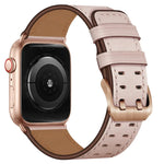 سوار ساعة من الجلد مع إبزيم مزدوج لسلسلة Apple Watch، 7 مقاس 41مم / 6&SE&5&4 مقاس 40مم / 3&2&1 مقاس 38مم، 7 مقاس 45مم / 6&SE&5&4 مقاس 44مم / 3&2&1 مقاس 42مم