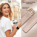سوار ساعة من الجلد مع إبزيم مزدوج لسلسلة Apple Watch، 7 مقاس 41مم / 6&SE&5&4 مقاس 40مم / 3&2&1 مقاس 38مم، 7 مقاس 45مم / 6&SE&5&4 مقاس 44مم / 3&2&1 مقاس 42مم