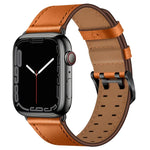 سوار ساعة من الجلد مع إبزيم مزدوج لسلسلة Apple Watch، 7 مقاس 41مم / 6&SE&5&4 مقاس 40مم / 3&2&1 مقاس 38مم، 7 مقاس 45مم / 6&SE&5&4 مقاس 44مم / 3&2&1 مقاس 42مم