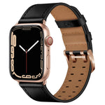 سوار ساعة من الجلد مع إبزيم مزدوج لسلسلة Apple Watch، 7 مقاس 41مم / 6&SE&5&4 مقاس 40مم / 3&2&1 مقاس 38مم، 7 مقاس 45مم / 6&SE&5&4 مقاس 44مم / 3&2&1 مقاس 42مم