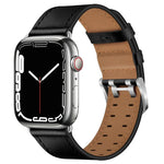 سوار ساعة من الجلد مع إبزيم مزدوج لسلسلة Apple Watch، 7 مقاس 41مم / 6&SE&5&4 مقاس 40مم / 3&2&1 مقاس 38مم، 7 مقاس 45مم / 6&SE&5&4 مقاس 44مم / 3&2&1 مقاس 42مم