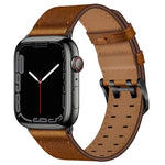 سوار ساعة من الجلد مع إبزيم مزدوج لسلسلة Apple Watch، 7 مقاس 41مم / 6&SE&5&4 مقاس 40مم / 3&2&1 مقاس 38مم، 7 مقاس 45مم / 6&SE&5&4 مقاس 44مم / 3&2&1 مقاس 42مم