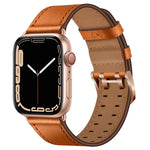 سوار ساعة من الجلد مع إبزيم مزدوج لسلسلة Apple Watch، 7 مقاس 41مم / 6&SE&5&4 مقاس 40مم / 3&2&1 مقاس 38مم، 7 مقاس 45مم / 6&SE&5&4 مقاس 44مم / 3&2&1 مقاس 42مم
