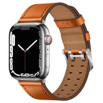 سوار ساعة من الجلد مع إبزيم مزدوج لسلسلة Apple Watch، 7 مقاس 41مم / 6&SE&5&4 مقاس 40مم / 3&2&1 مقاس 38مم، 7 مقاس 45مم / 6&SE&5&4 مقاس 44مم / 3&2&1 مقاس 42مم