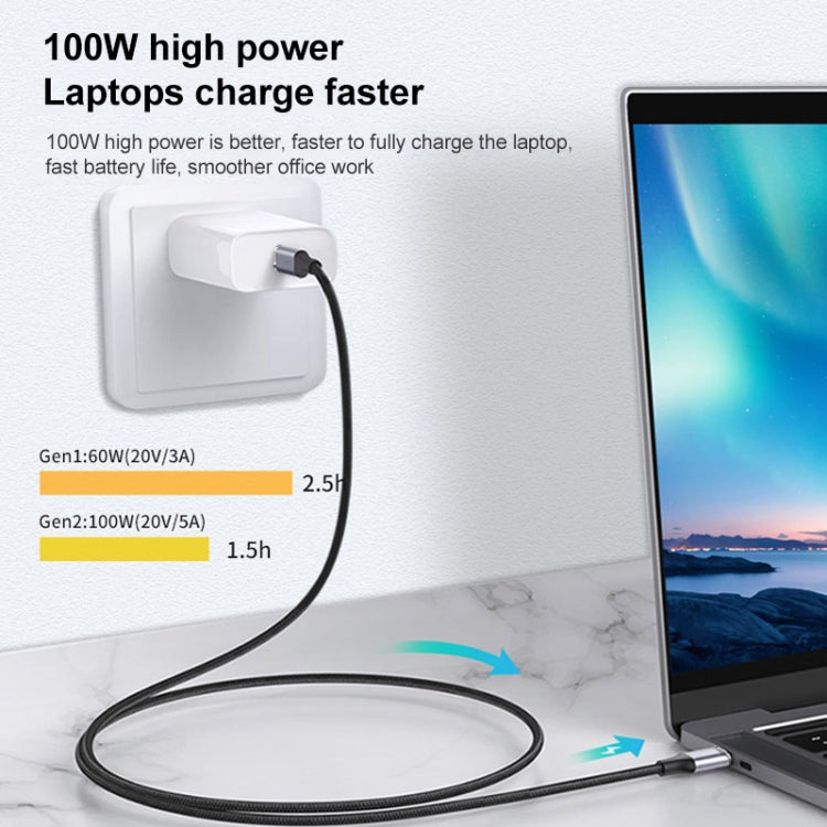 كابل تمديد شحن ونقل بيانات USB-C / Type-C أنثى إلى ذكر بزاوية 90 درجة بسرعة 10Gbps، أطوال 25 سم، 50 سم، 1 م