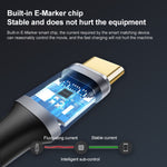 كابل تمديد شحن ونقل بيانات USB-C / Type-C أنثى إلى ذكر بزاوية 90 درجة بسرعة 10Gbps، أطوال 25 سم، 50 سم، 1 م