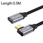 كابل تمديد شحن ونقل بيانات USB-C / Type-C أنثى إلى ذكر بزاوية 90 درجة بسرعة 10Gbps، أطوال 25 سم، 50 سم، 1 م