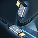 كابل شحن ونقل بيانات USB-C / Type-C ذكر مستقيم إلى ذكر بزاوية 90 درجة بسرعة 10Gbps، أطوال 50 سم، 1 م، 1.5 م، 2 م، 3 م