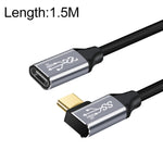 كابل تمديد شحن ونقل بيانات USB-C / Type-C أنثى إلى ذكر بزاوية 90 درجة بسرعة 10Gbps، أطوال 1.5 م، 2 م، 3 م