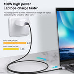 كابل تمديد شحن ونقل بيانات USB-C / Type-C أنثى إلى ذكر بزاوية 90 درجة بسرعة 10Gbps، أطوال 1.5 م، 2 م، 3 م