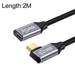 كابل تمديد شحن ونقل بيانات USB-C / Type-C أنثى إلى ذكر بزاوية 90 درجة بسرعة 10Gbps، أطوال 1.5 م، 2 م، 3 م