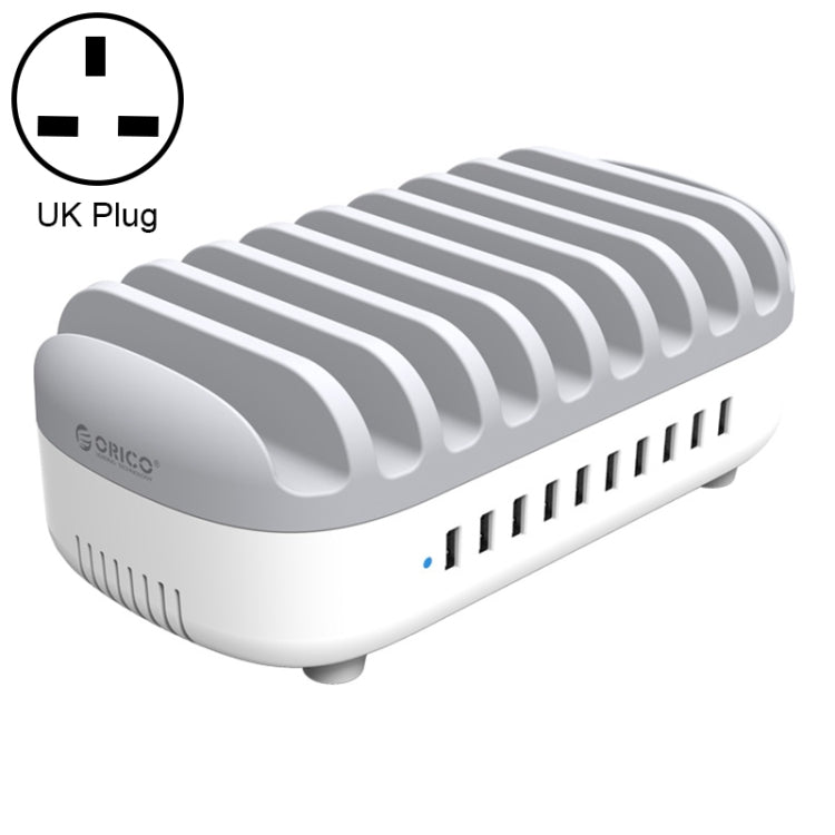 محطة شحن USB من ORICO DUK-10P-DX بقدرة 120 واط 5 فولت 2.4 أمبير مع 10 منافذ، قابس أسترالي، قابس أوروبي، قابس أمريكي، قابس بريطاني