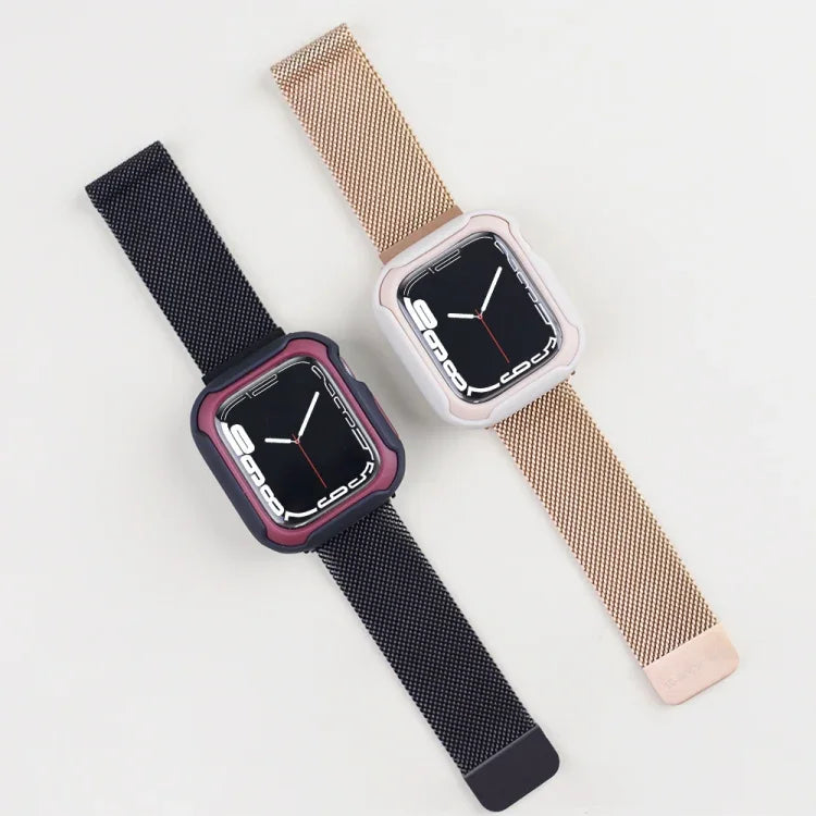 غطاء ساعة قابل للفصل بلونين لسلسلة Apple Watch، 7 مقاس 41مم / 6&SE&5&4 مقاس 40مم، 7 مقاس 45مم / 6&SE&5&4 مقاس 44مم