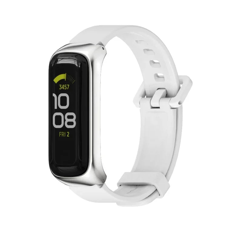 سوار ساعة MIJOBS من السيليكون مع غطاء معدني، لسامسونج جالاكسي فيت 2