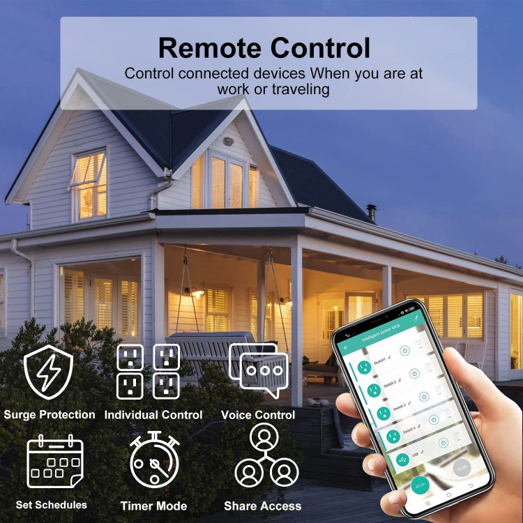 شريط طاقة ذكي متعدد الاستخدامات SM-SO306-M بأربع فتحات + منفذي USB، ZigBee 10A، ZigBee 16A، واي فاي 10A، واي فاي 16A