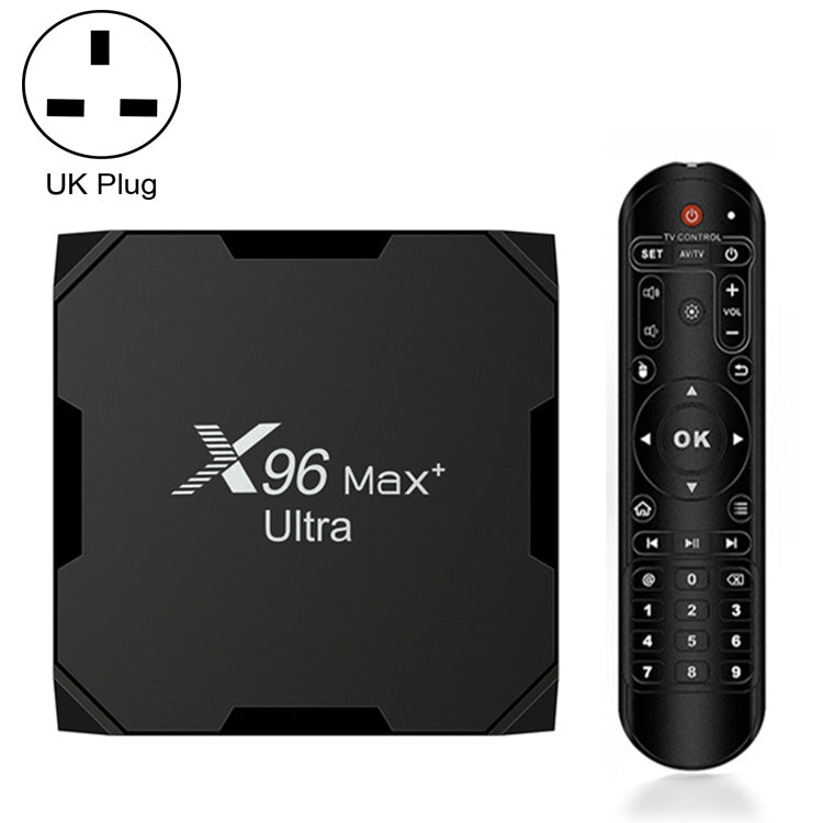 جهاز تلفاز ذكي H96 Max+ Ultra بمعالج Amlogic S905X4، 4 جيجابايت + 64 جيجابايت، بدقة 8K، أندرويد 11.0، قابس أستراليا، قابس الاتحاد الأوروبي، قابس الولايات المتحدة، قابس المملكة المتحدة