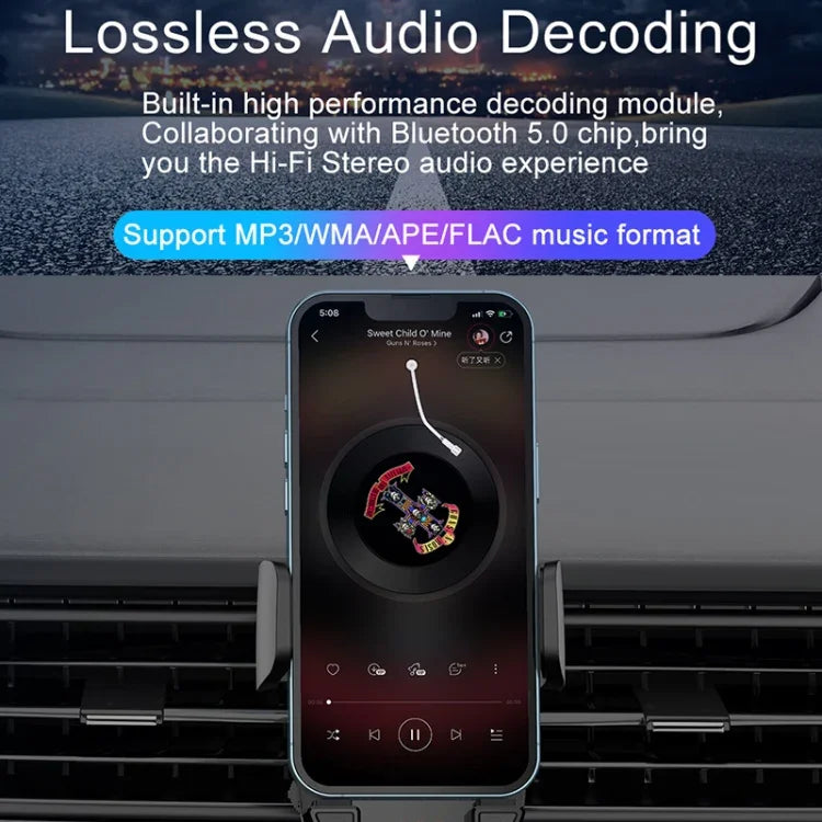 مشغل MP3 للسيارة C1 مع بلوتوث 5.0 ومرسل FM وحامل هاتف لمخرج الهواء، C1