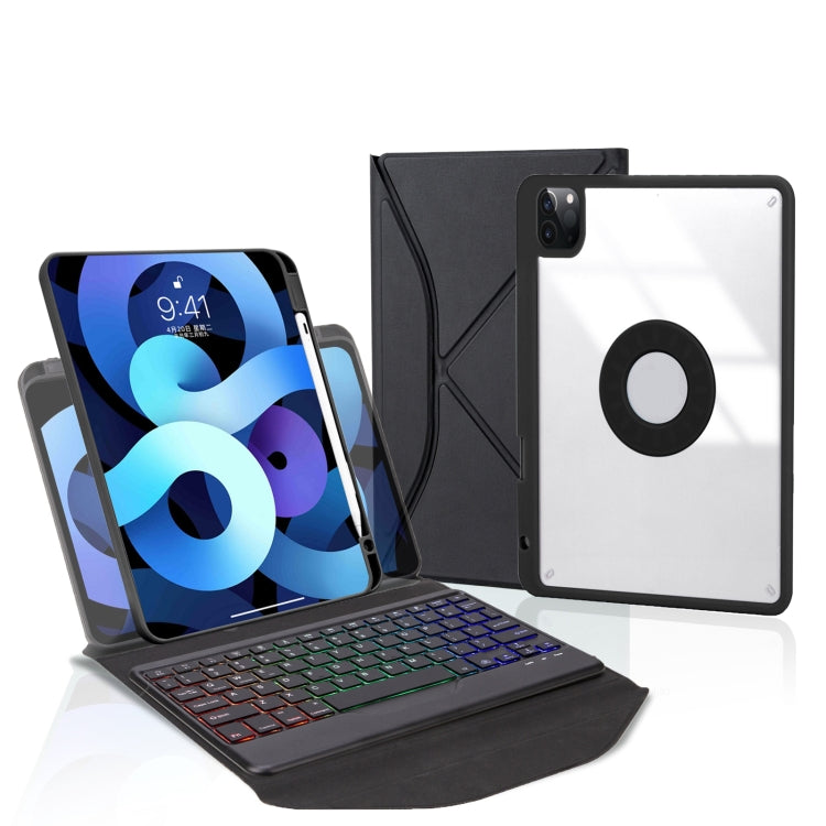غطاء جلد للتابلت مع فتحة قلم ولوحة مفاتيح بلوتوث مع إضاءة خلفية، لطراز iPad Pro 11 2021 و2020 و2018، لطراز iPad Air 11 2025 / 2024 / Air 5 / Air 4، لطراز iPad 10.2 2021 و2020 و2019