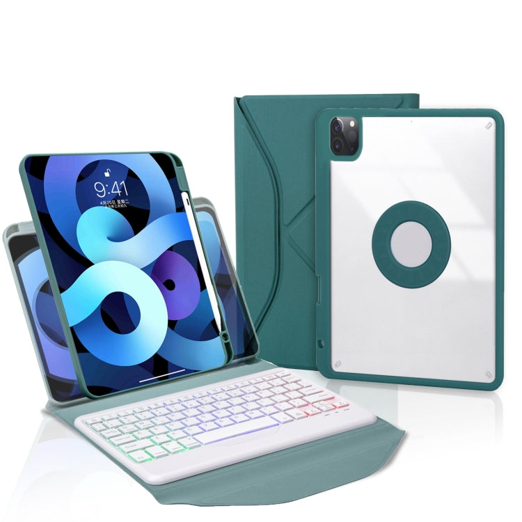 غطاء جلد للتابلت مع فتحة قلم ولوحة مفاتيح بلوتوث مع إضاءة خلفية، لطراز iPad Pro 11 2021 و2020 و2018، لطراز iPad Air 11 2025 / 2024 / Air 5 / Air 4، لطراز iPad 10.2 2021 و2020 و2019