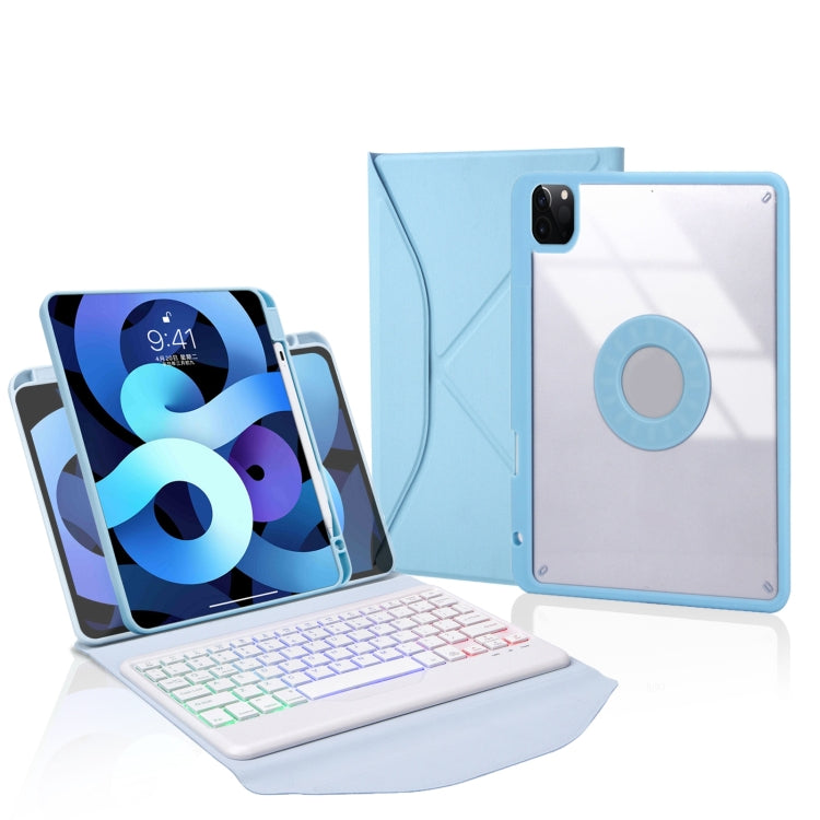 غطاء جلد للتابلت مع فتحة قلم ولوحة مفاتيح بلوتوث مع إضاءة خلفية، لطراز iPad Pro 11 2021 و2020 و2018، لطراز iPad Air 11 2025 / 2024 / Air 5 / Air 4، لطراز iPad 10.2 2021 و2020 و2019