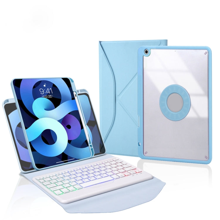 غطاء جلد للتابلت مع فتحة قلم ولوحة مفاتيح بلوتوث مع إضاءة خلفية، لطراز iPad Pro 11 2021 و2020 و2018، لطراز iPad Air 11 2025 / 2024 / Air 5 / Air 4، لطراز iPad 10.2 2021 و2020 و2019