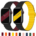 سوار ساعة سيليكون مغناطيسي بإبزيم عكسي لسلسلة Apple Watch، 7 مقاس 45مم / 6&SE&5&4 مقاس 44مم / 3&2&1 مقاس 42مم، 7 مقاس 41مم / 6&SE&5&4 مقاس 40مم / 3&2&1 مقاس 38مم