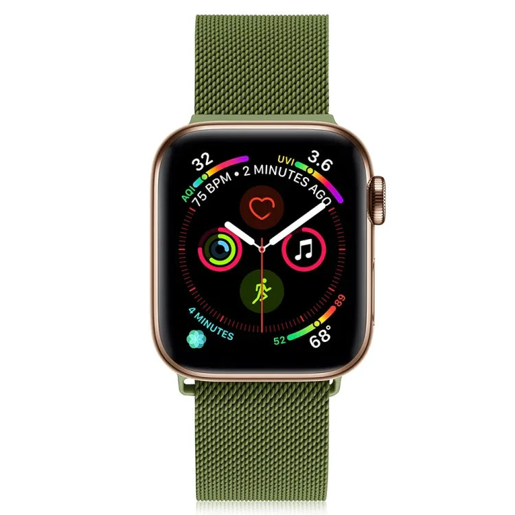 سوار ساعة ميلانيز من الفولاذ المقاوم للصدأ لسلسلة Apple Watch، 7 مقاس 45مم / 6&SE&5&4 مقاس 44مم / 3&2&1 مقاس 42مم، 7 مقاس 41مم / 6&SE&5&4 مقاس 40مم / 3&2&1 مقاس 38مم