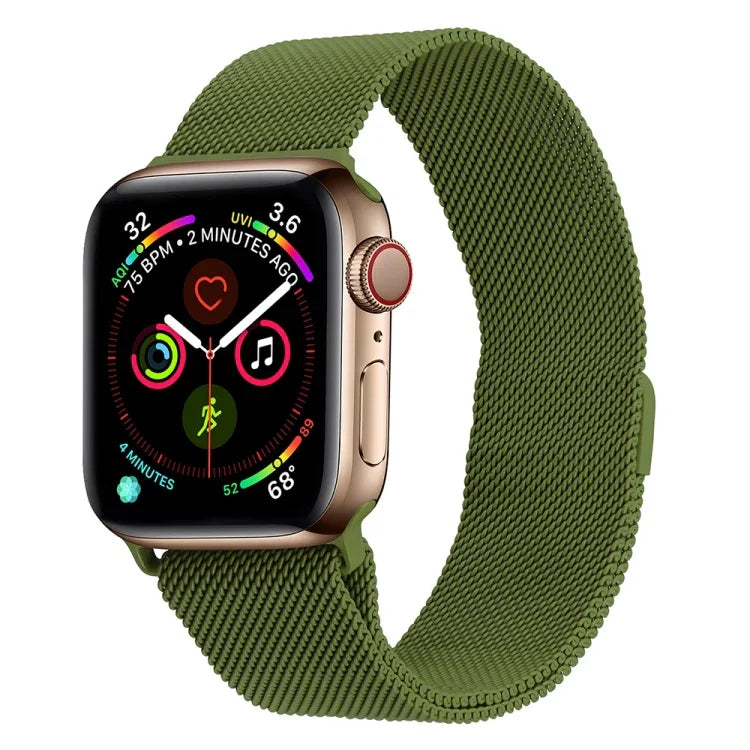 سوار ساعة ميلانيز من الفولاذ المقاوم للصدأ لسلسلة Apple Watch، 7 مقاس 45مم / 6&SE&5&4 مقاس 44مم / 3&2&1 مقاس 42مم، 7 مقاس 41مم / 6&SE&5&4 مقاس 40مم / 3&2&1 مقاس 38مم