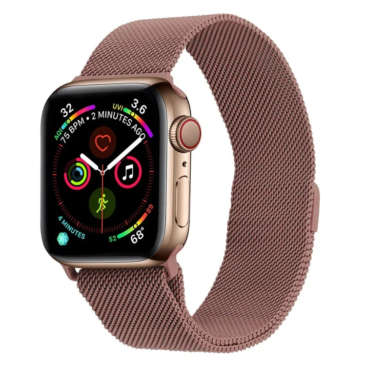 سوار ساعة ميلانيز من الفولاذ المقاوم للصدأ لسلسلة Apple Watch، 7 مقاس 45مم / 6&SE&5&4 مقاس 44مم / 3&2&1 مقاس 42مم، 7 مقاس 41مم / 6&SE&5&4 مقاس 40مم / 3&2&1 مقاس 38مم