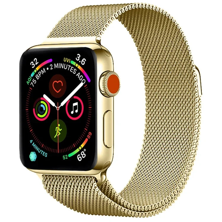 سوار ساعة ميلانيز من الفولاذ المقاوم للصدأ لسلسلة Apple Watch، 7 مقاس 45مم / 6&SE&5&4 مقاس 44مم / 3&2&1 مقاس 42مم، 7 مقاس 41مم / 6&SE&5&4 مقاس 40مم / 3&2&1 مقاس 38مم