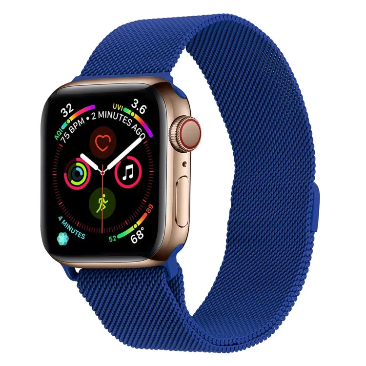 سوار ساعة ميلانيز من الفولاذ المقاوم للصدأ لسلسلة Apple Watch، 7 مقاس 45مم / 6&SE&5&4 مقاس 44مم / 3&2&1 مقاس 42مم، 7 مقاس 41مم / 6&SE&5&4 مقاس 40مم / 3&2&1 مقاس 38مم