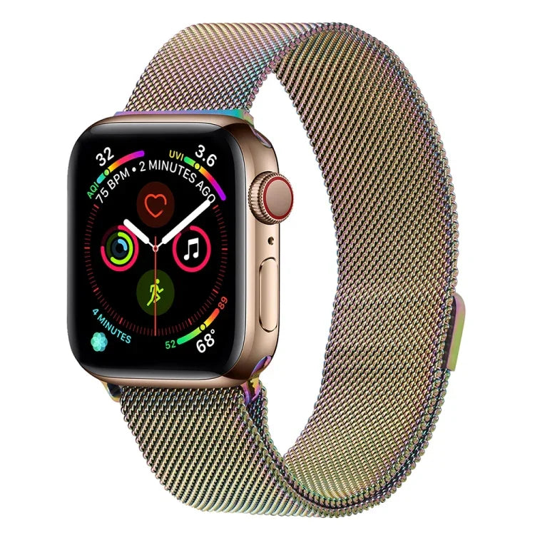 سوار ساعة ميلانيز من الفولاذ المقاوم للصدأ لسلسلة Apple Watch، 7 مقاس 45مم / 6&SE&5&4 مقاس 44مم / 3&2&1 مقاس 42مم، 7 مقاس 41مم / 6&SE&5&4 مقاس 40مم / 3&2&1 مقاس 38مم