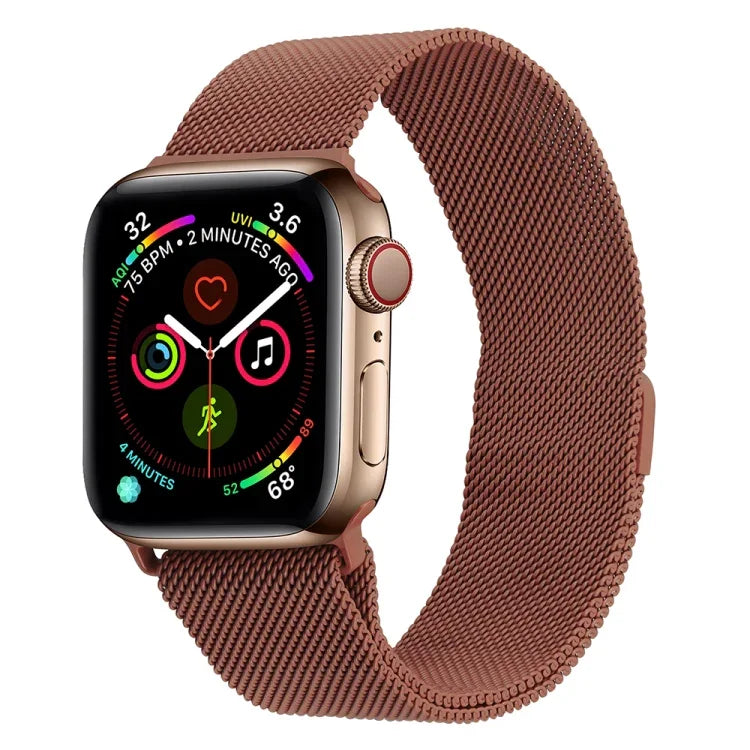 سوار ساعة ميلانيز من الفولاذ المقاوم للصدأ لسلسلة Apple Watch، 7 مقاس 45مم / 6&SE&5&4 مقاس 44مم / 3&2&1 مقاس 42مم، 7 مقاس 41مم / 6&SE&5&4 مقاس 40مم / 3&2&1 مقاس 38مم