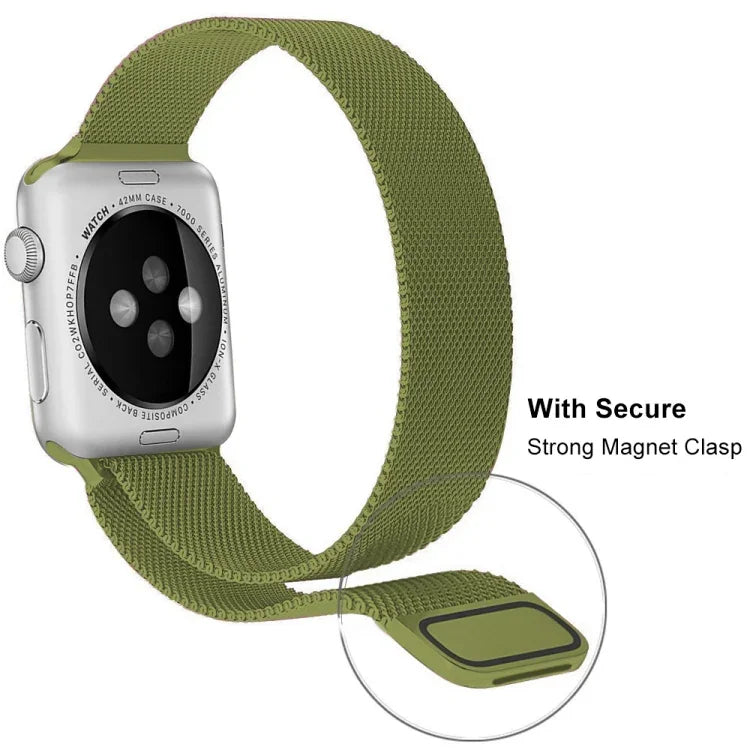 سوار ساعة ميلانيز من الفولاذ المقاوم للصدأ لسلسلة Apple Watch، 7 مقاس 45مم / 6&SE&5&4 مقاس 44مم / 3&2&1 مقاس 42مم، 7 مقاس 41مم / 6&SE&5&4 مقاس 40مم / 3&2&1 مقاس 38مم
