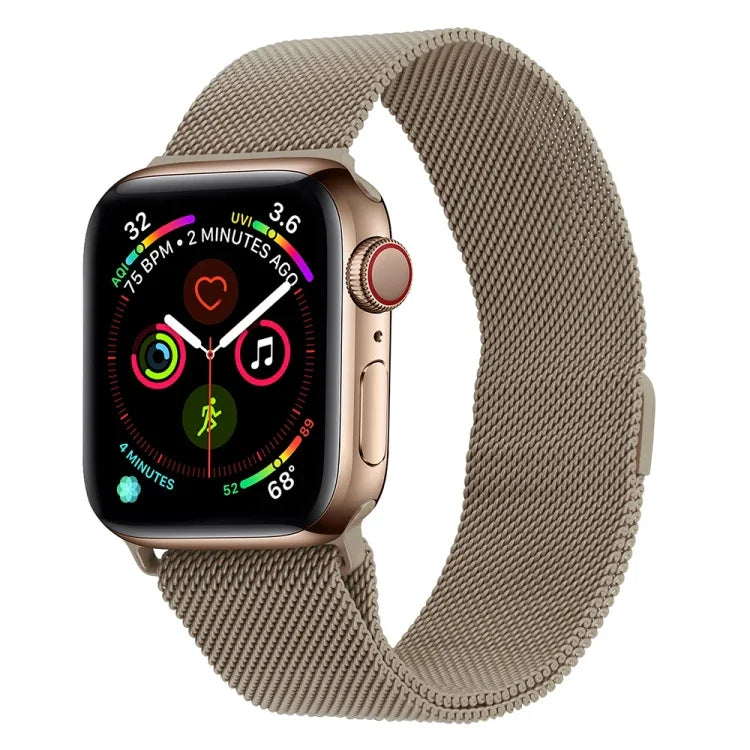 سوار ساعة ميلانيز من الفولاذ المقاوم للصدأ لسلسلة Apple Watch، 7 مقاس 45مم / 6&SE&5&4 مقاس 44مم / 3&2&1 مقاس 42مم، 7 مقاس 41مم / 6&SE&5&4 مقاس 40مم / 3&2&1 مقاس 38مم