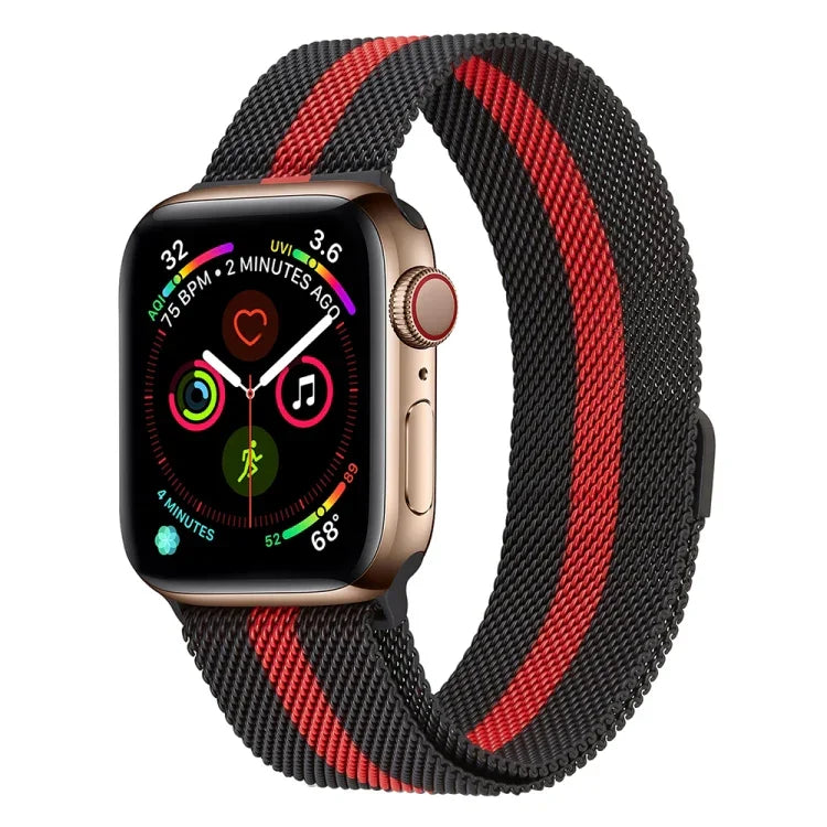 سوار ساعة ميلانيز من الفولاذ المقاوم للصدأ لسلسلة Apple Watch، 7 مقاس 45مم / 6&SE&5&4 مقاس 44مم / 3&2&1 مقاس 42مم، 7 مقاس 41مم / 6&SE&5&4 مقاس 40مم / 3&2&1 مقاس 38مم